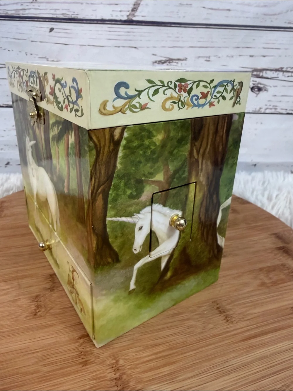 Enchantmints Unicorn Forest Musical Jewelry Box B1202 Vintage Style